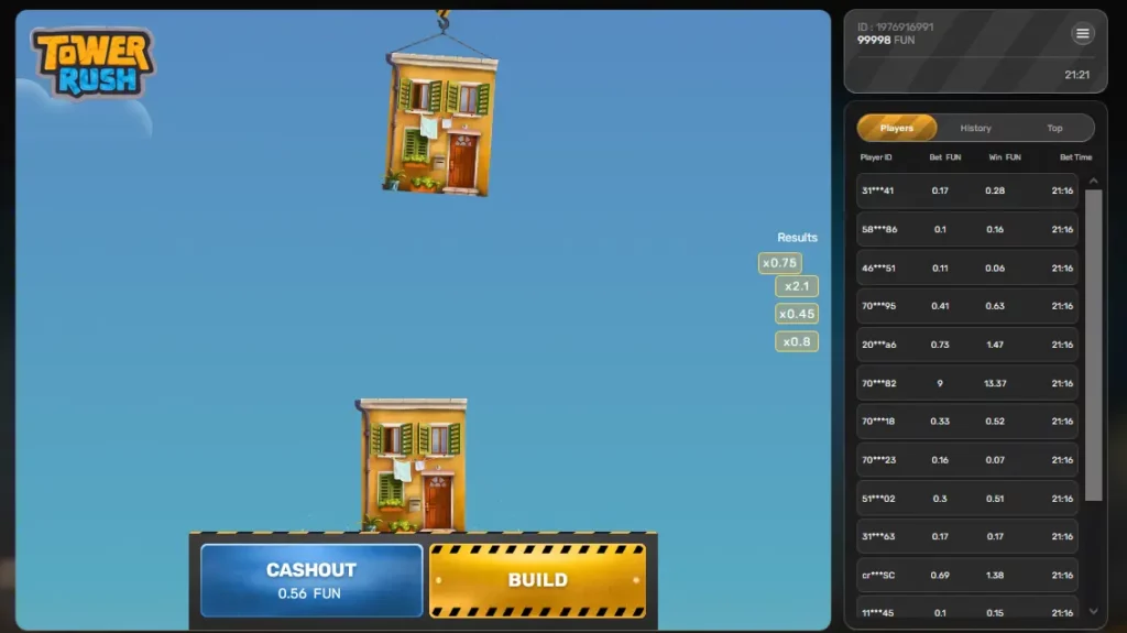 Tower Rush في 1xBet في الكويت